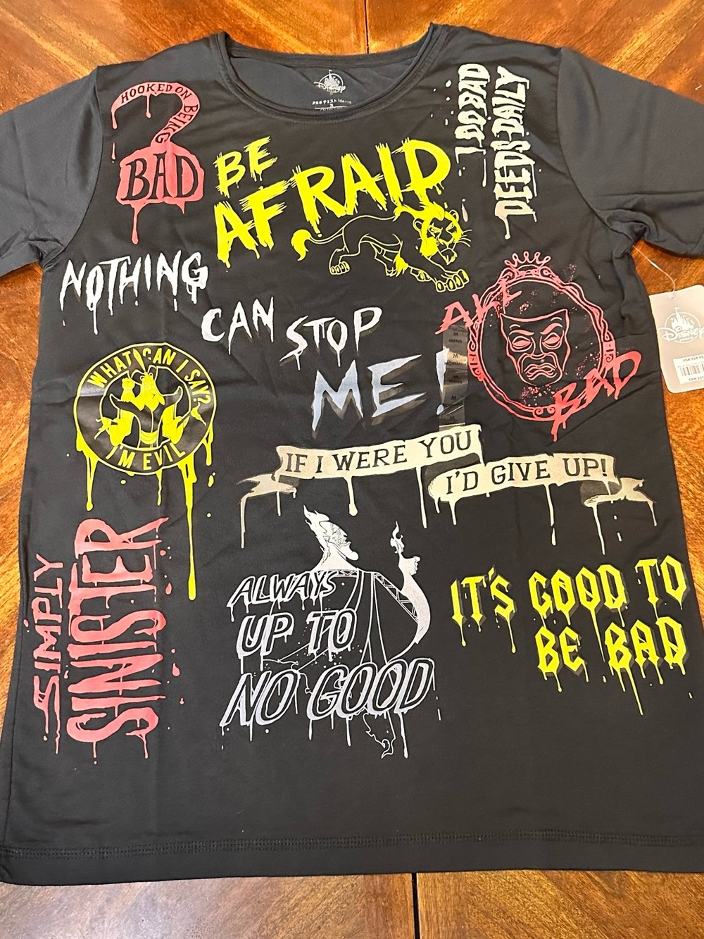 Disney Black Short-Sleeve Tee with Yellow & Pink Graphic Print